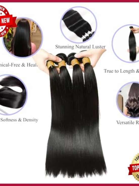 12A Human Hair Extensions 4 Bundles Brazilian Virgin Hair Straight main image 4